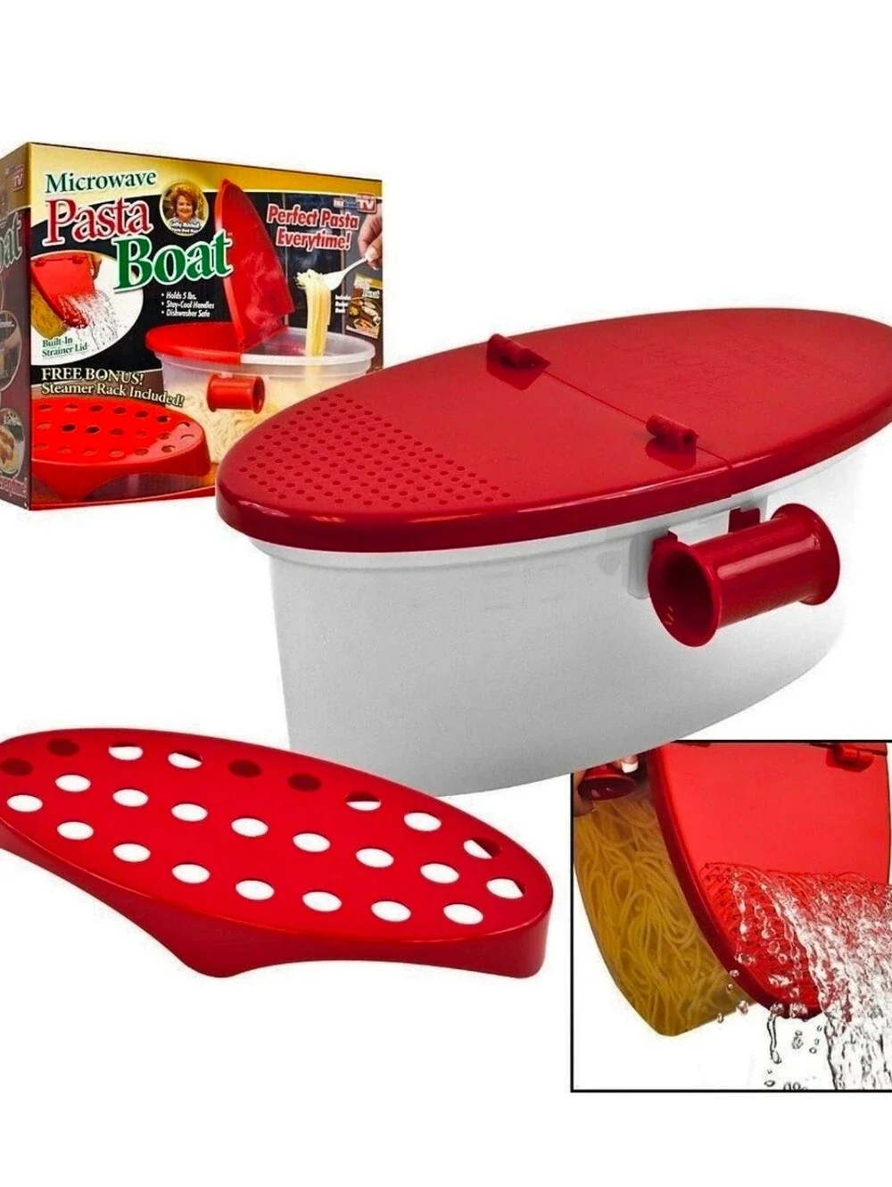 Microwave Pasta Boat - Red | Microwave Pasta Cooker